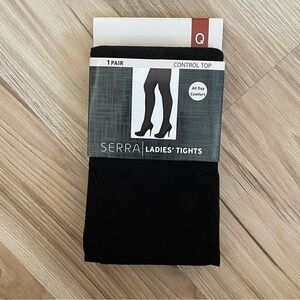 Serra black control top pantyhose